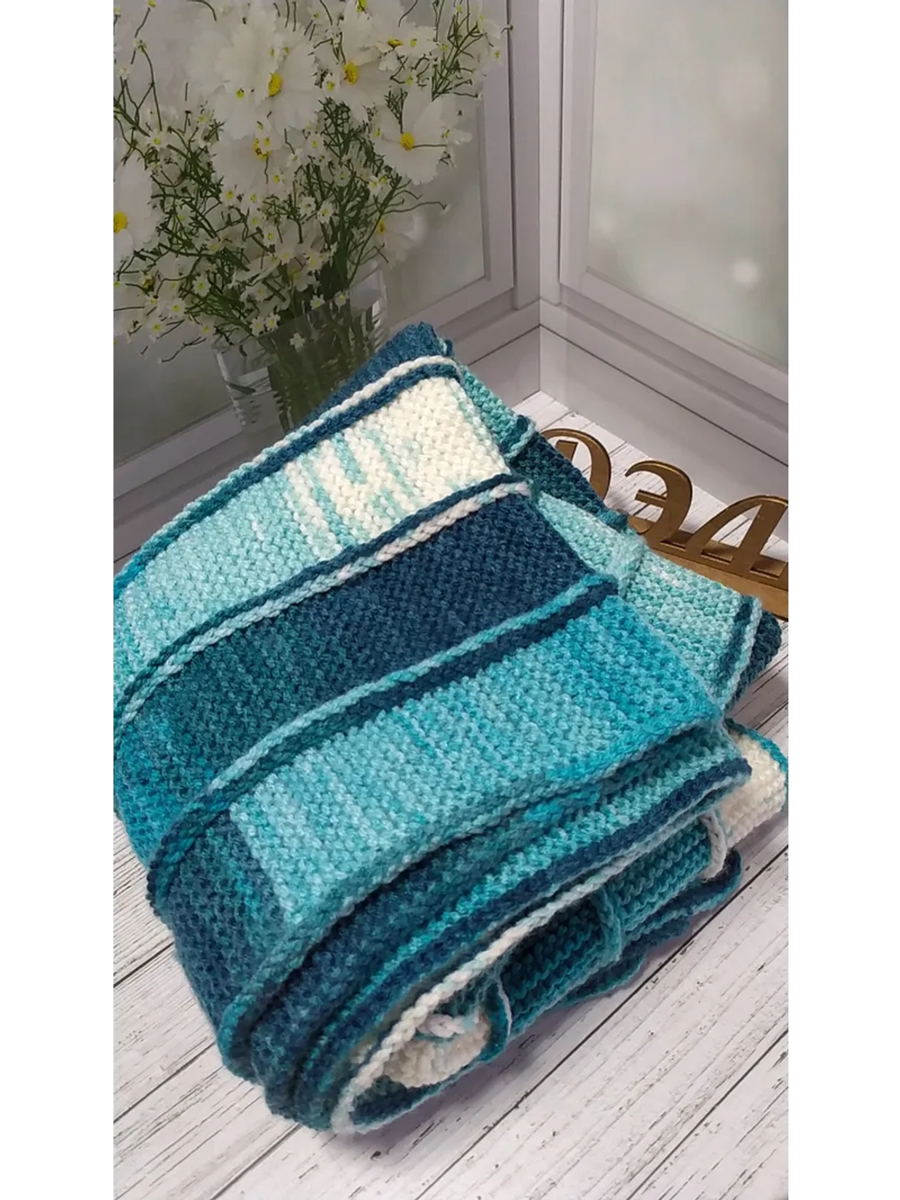 Детский плед 90*90, ручная работа, акрил.