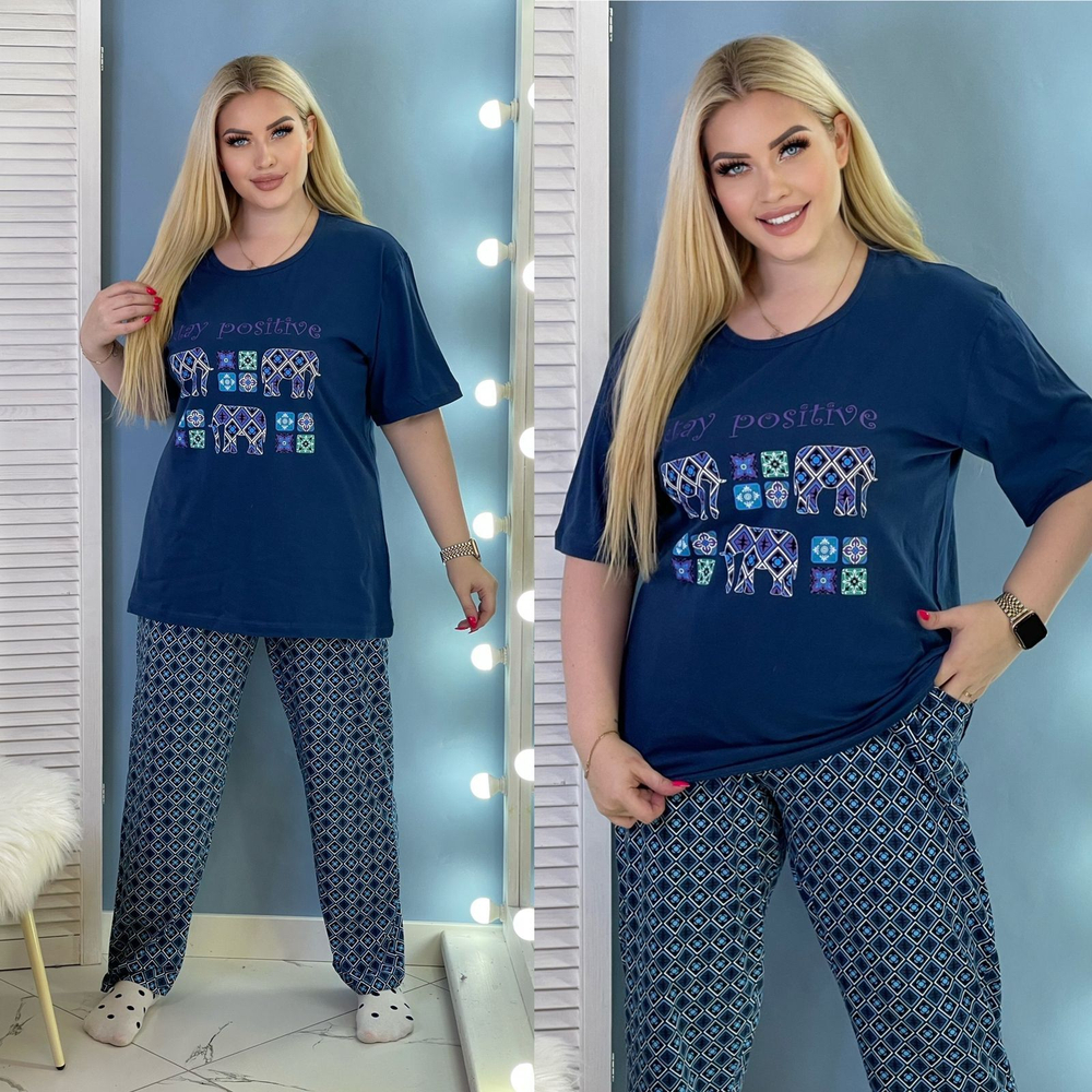 [m]Пижама женская штаны+футболка с к/р П0006 норма