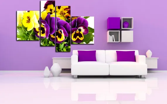 Модульная картина "Фиалка садовая"