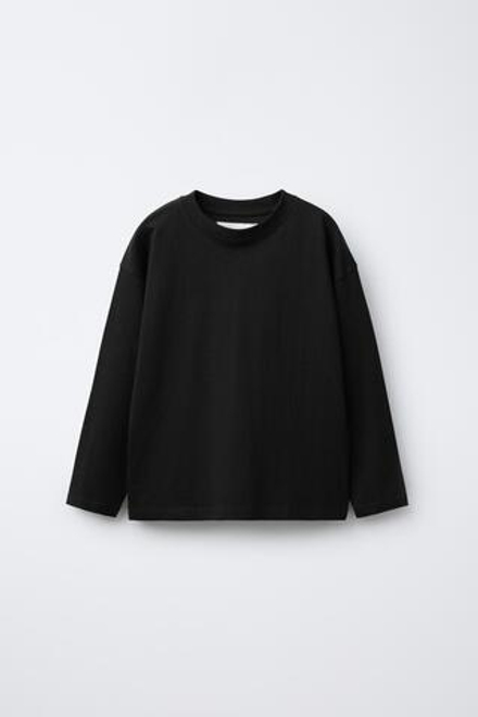 ZARA БАЗОВАЯ ФУТБОЛКА, ЧЕРНЫЙ