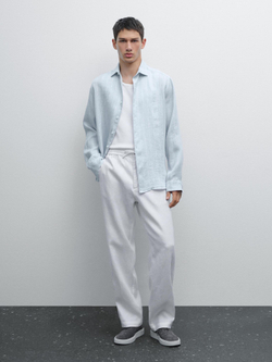 Massimo Dutti Брюки-джоггеры из 100% льна, белый