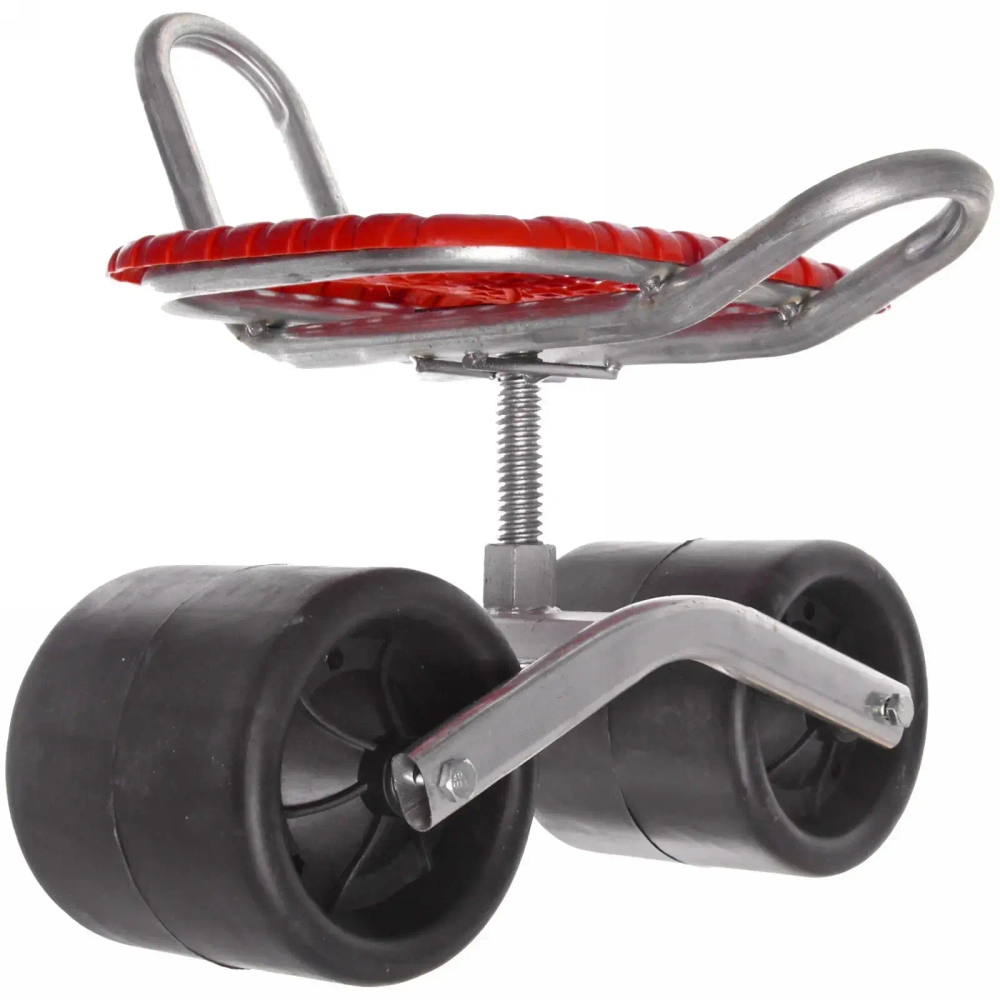 Стул садовый на колесах для прополки и работы в саду 35*47*14см с поворотным механизмом(360°), цвет красный