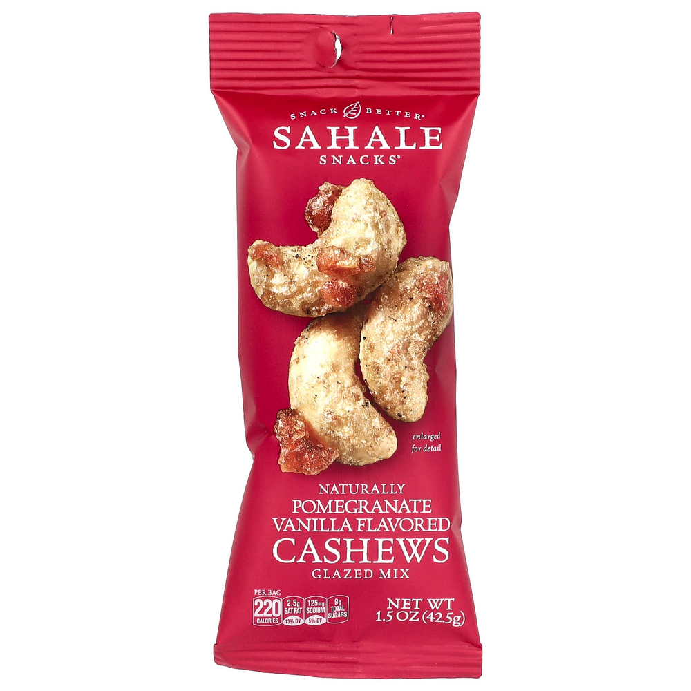 Sahale Snacks, смесь в глазури, натуральный гранат, ваниль и кешью, 9 пакетиков по 42,5 г (1,5 унции)