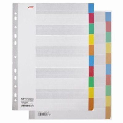 Разделители картонные А4 10цв/10л HATBER 4AR_11004 цвет.уголки