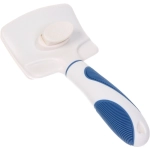 Расческа - пуходёрка для животных «ЛАПУСИКИ», коллекция БРО, прорезиненная ручка, цвет белый/голубой, 10*21.5см (блистер)