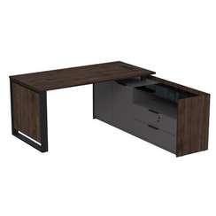 15СОЛД-ШД.1608 Стол рабочий с люч, на опорной двусост тумбе, с ящ, с замком (1660*1768*750)