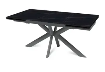 Стол "СТРОНГ" 160-240, керамика Black gold матовая, опоры черный муар