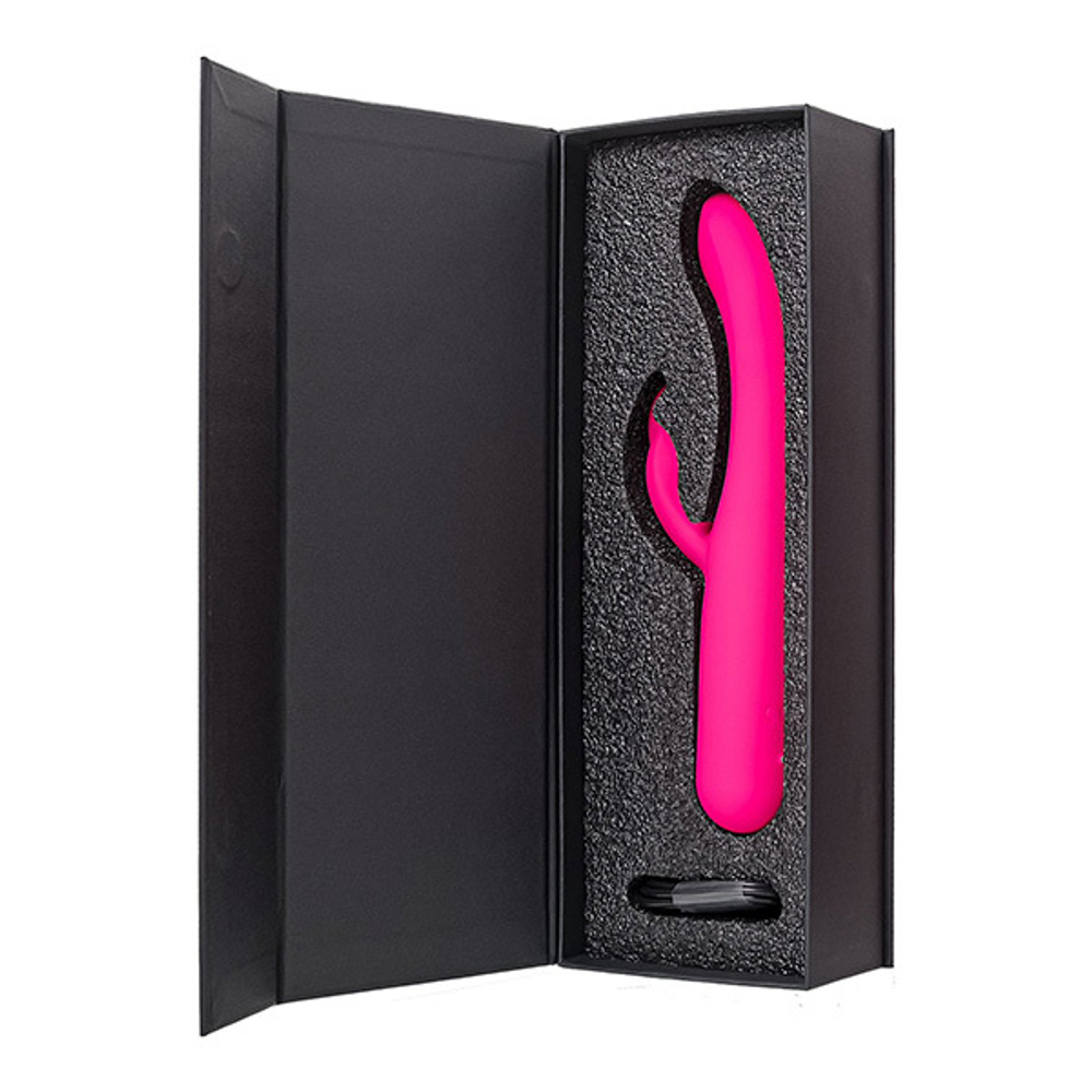 Ярко-розовый вибратор с клиторальной стимуляцией 23,5см ToyFa eroTEQ Rablock 593003