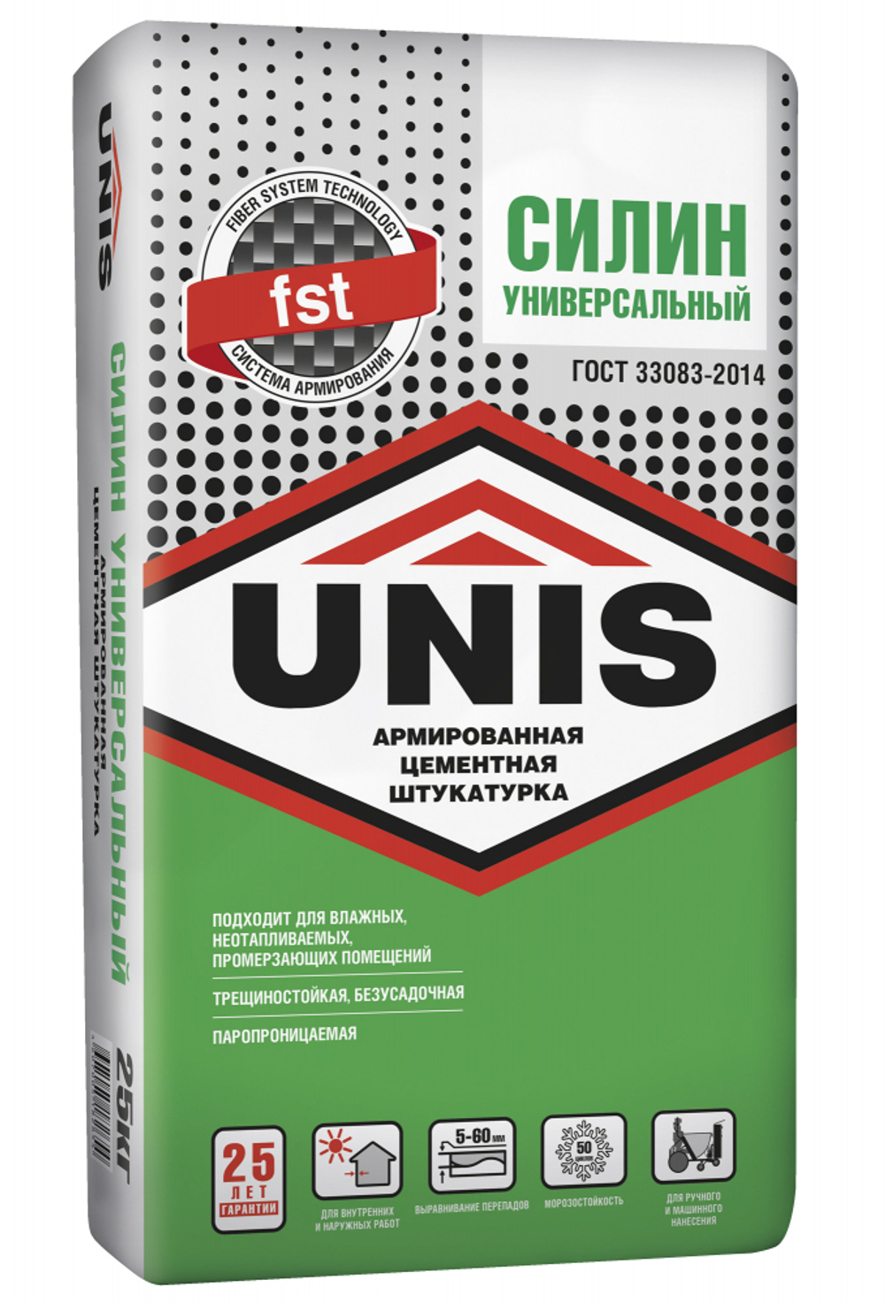 Штукатурка UNIS СИЛИН УНИВЕРСАЛЬНЫЙ армированная цементная  25 кг