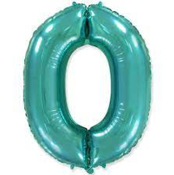 Шар (40""/102 см) Цифра, 0, Тиффани, 1 шт.