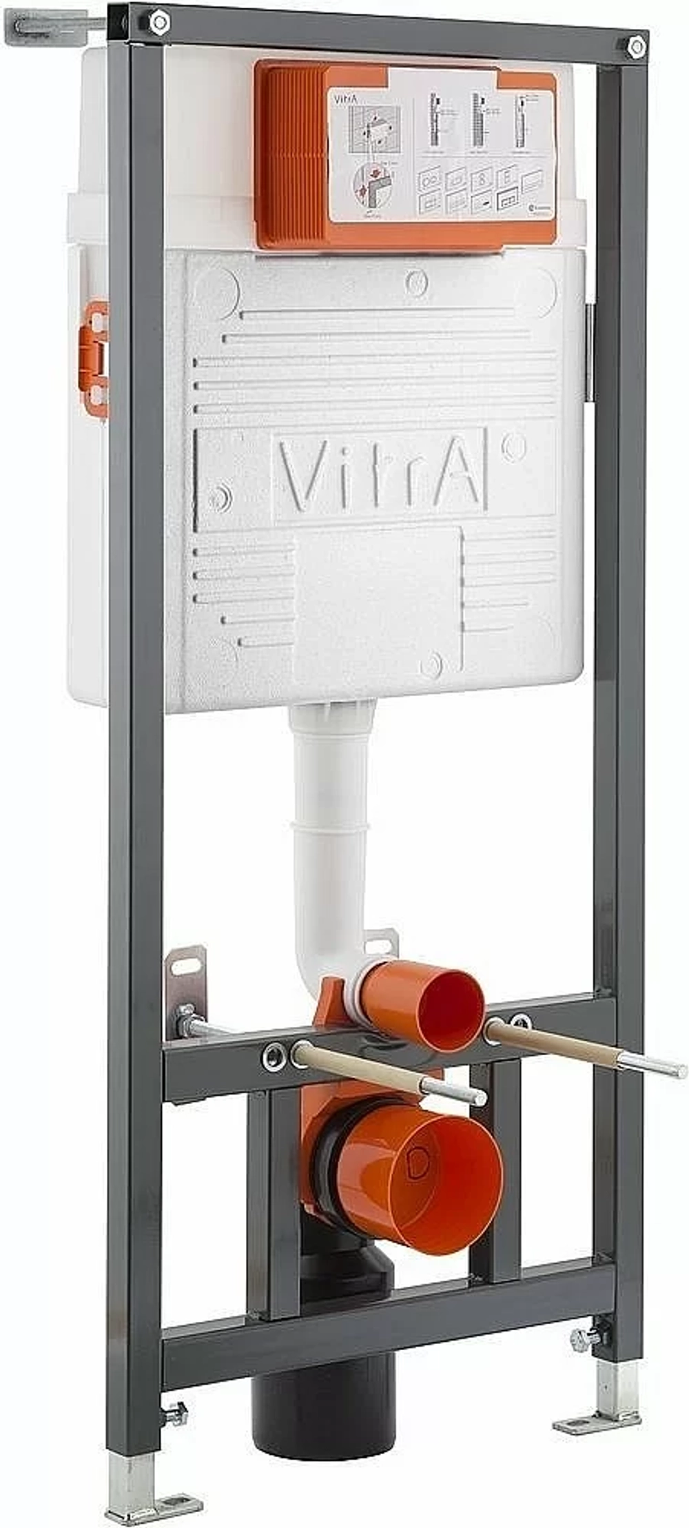 Унитаз Vitra INTEGRA ROUND 9856B003-7205 безободковый с инсталляцией, с крышкой микролифт, кнопка хром матовый