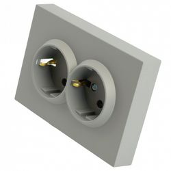 Розетка двойная с заземлением и со шторкой Stekker Эмили 49960