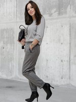 21402 Брюки женские классические джерси серая клетка (60-158)