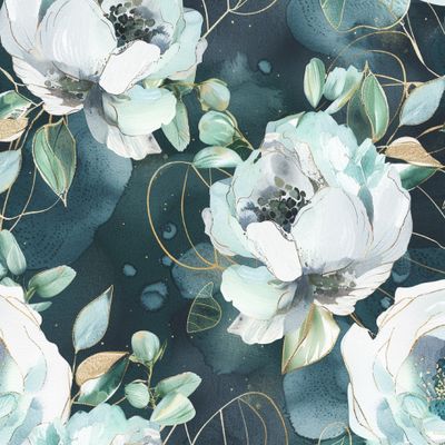 Акварельные пионы с поталью