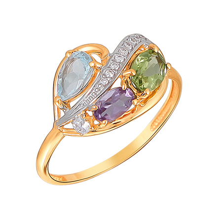 Кольцо с аметистом из красного золота 585 пробы JA-R-111146-6