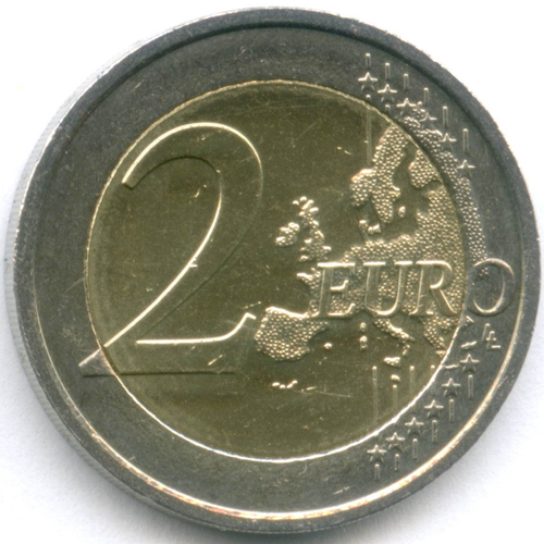 2 евро 2015 год. Ирландия. 30 лет флагу Евросоюза. Биметалл AU