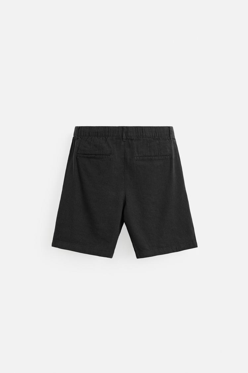 ZARA ШОРТЫ ИЗ ХЛОПКА И ЛЬНА, ЧЕРНЫЙ