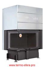 Каминная топка Экокамин ДЕЛЬТА 800 LB два стекла левая принтинг черный шамот