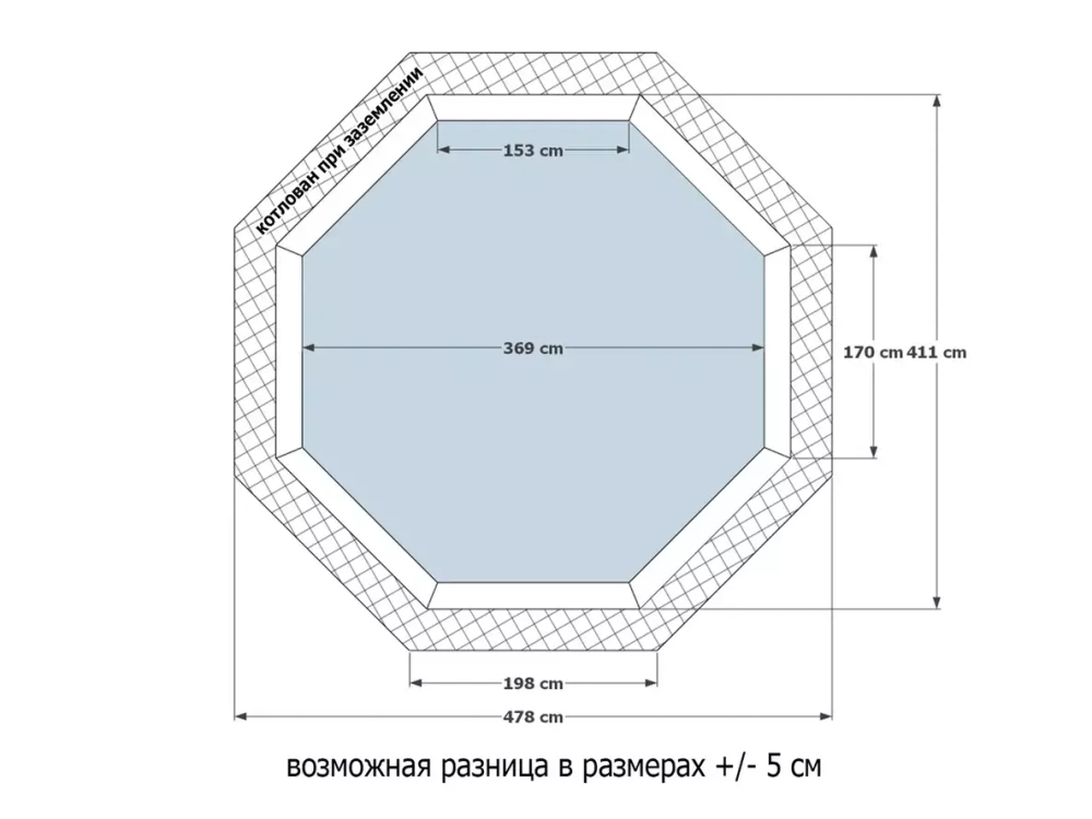 Морозоустойчивый сборный бассейн 370 х 370 см "Орон" круглый