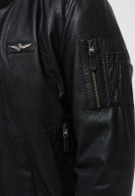 Куртка кожа Aeronautica 951 мужская черный бомбер