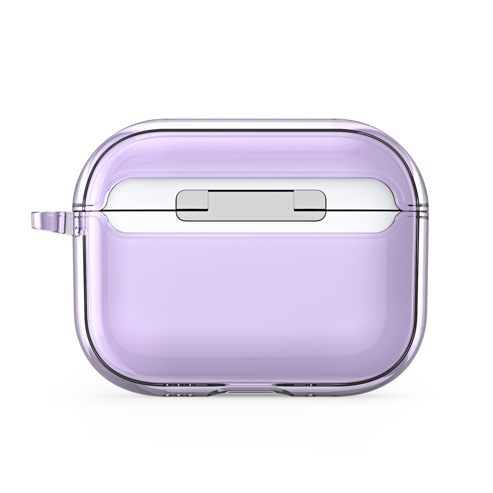 Чехол фиолетовый прозрачный для наушников AirPods Pro 3, серия PECL Series от Dux Ducis, в комплекте с карабином