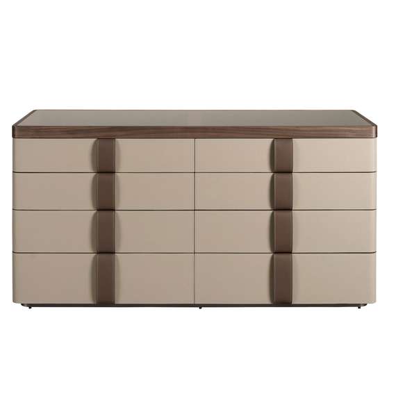 Комод 7203 из кожи, ореха и полированной стали