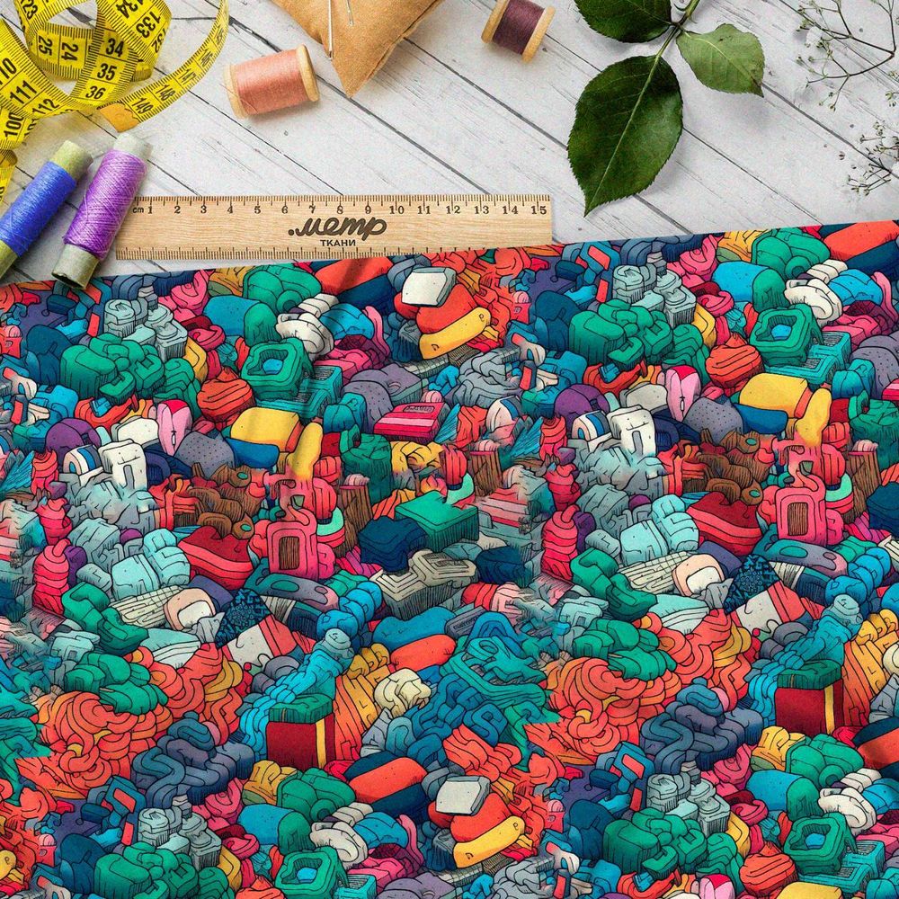 Ткань премиум флис пластелиновый хаос