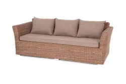 "Капучино" диван из искусственного ротанга трехместный, цвет коричневый