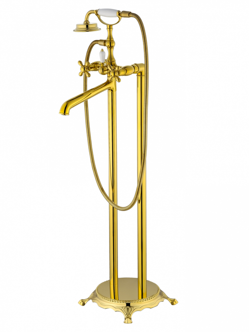 Смеситель для ванны напольного монтажа WONZON & WOGHAND RETRO, Глянцевое золото (WW-88649020-PG)