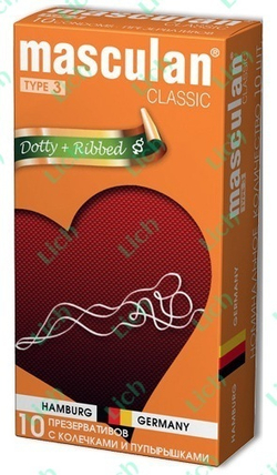 Презервативы Masculan Classic с колечками и пупырышками (Dotty+Ribbed)