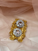 Пуговицы серебристые с горным хрусталем розовый камень