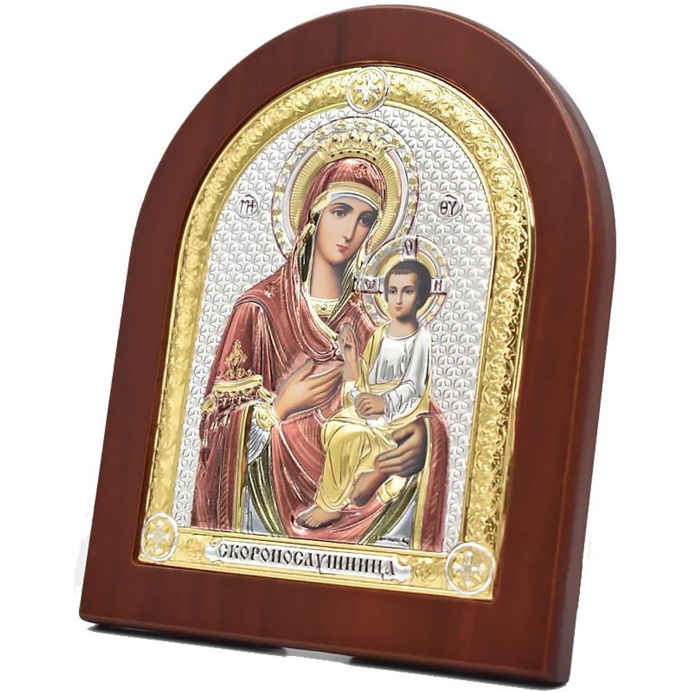 Скоропослушница. Маленькая икона Божьей Матери в серебряном окладе.