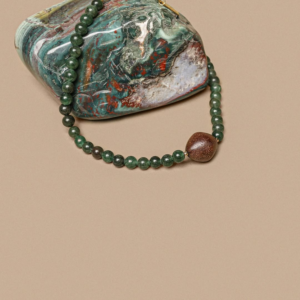 Колье Nature Bijoux, Aventurine, с авантюрином и деревом роблес, NB26.1-15-43441 (зеленый)