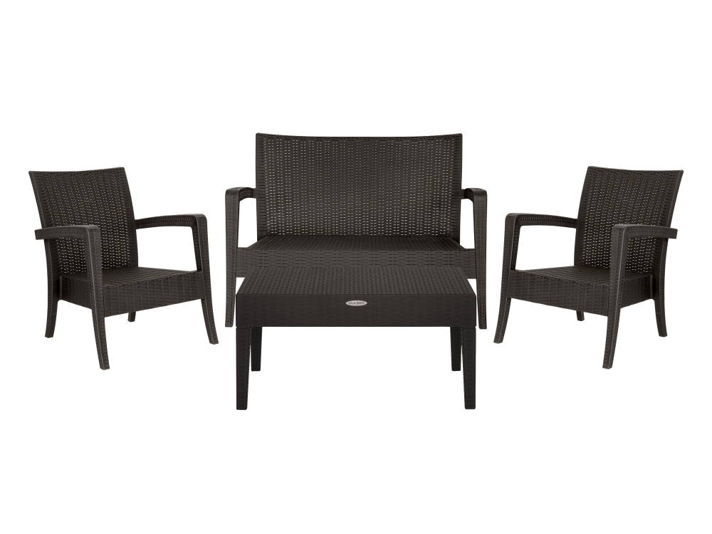 Набор мебели Элластик-Пласт Ola Dom Делюкс (2 кресло-диван+стол 92x53см+диван) (коричневый)