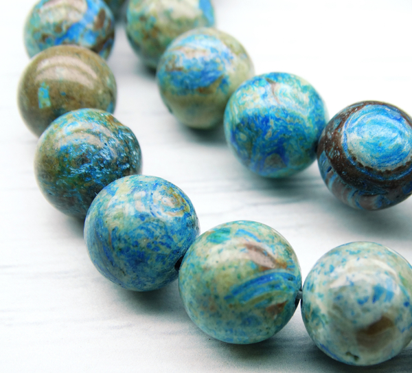 ПК069НН10 Бусины из природного камня бирюзовая яшма, размер: 10 мм, 3 шт.