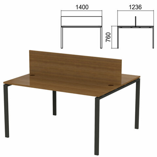 Стол письменный 2-МЕСТНЫЙ на металлокаркасе "Арго", 1400х1236х760, орех (КОМПЛЕКТ)