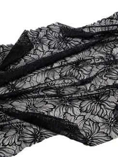 Кружевное эластичное полотно (сетка), цветы, черный