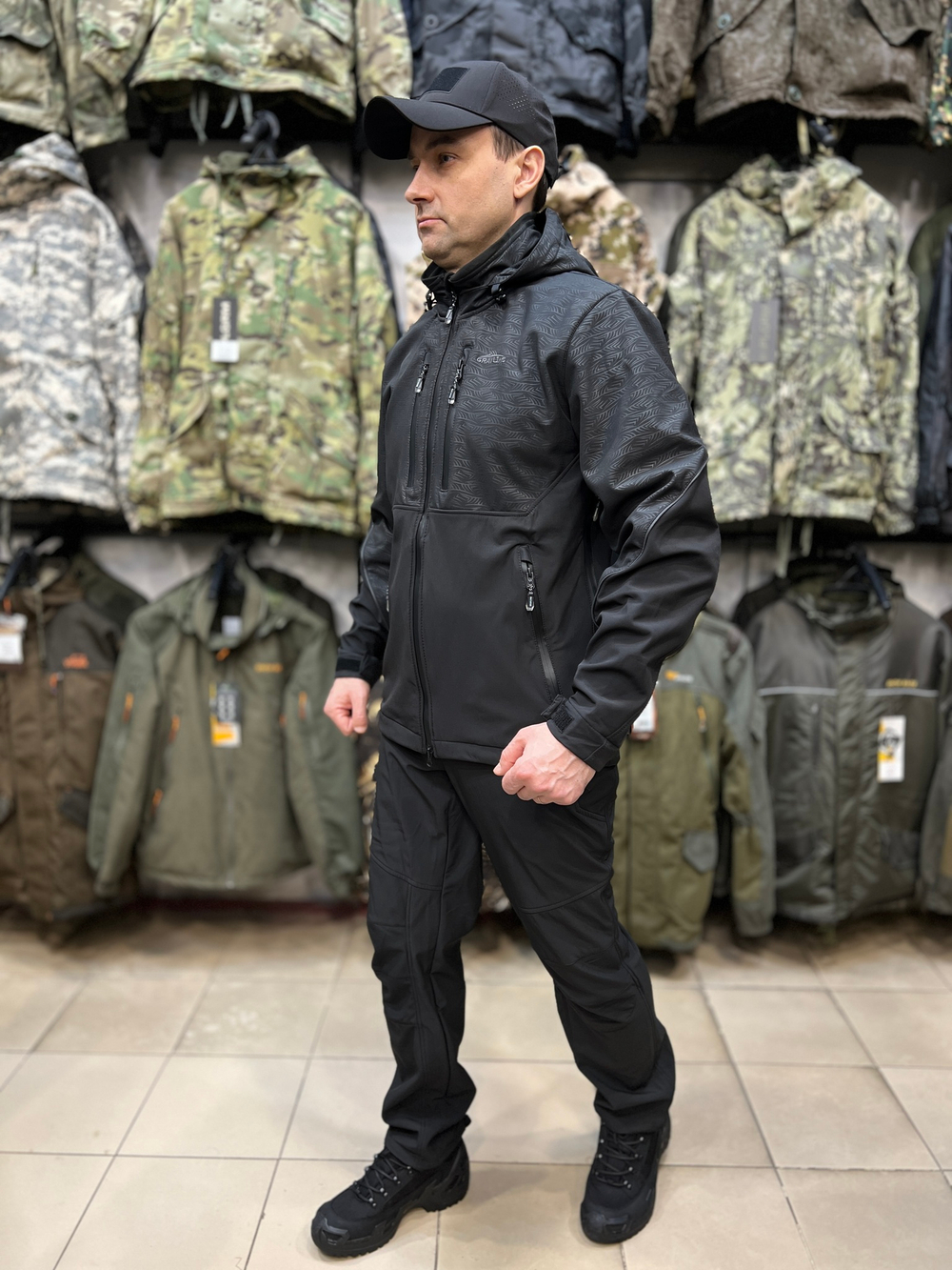 Костюм GRAYLING Беринг демисезонный, софтшелл мембрана 10000/10000, чёрный