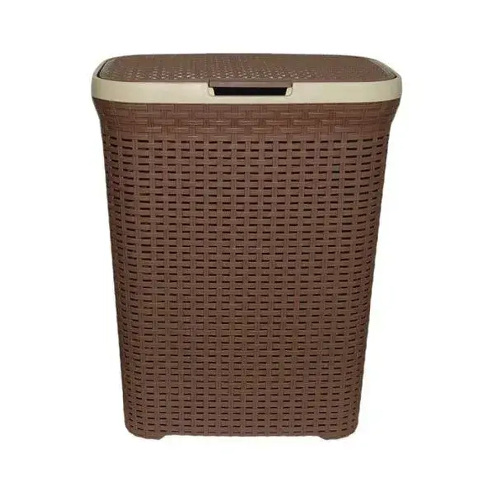 Корзина для белья 60л. с крышкой коричневая 97-316