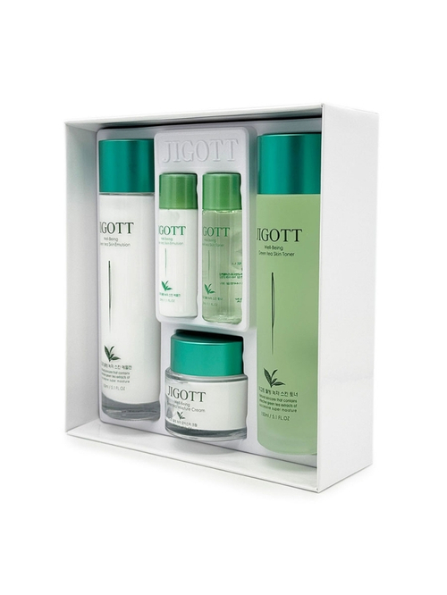 Jigott Well-Being Green Tea Skin Care 3Set набор косметический для лица с экстрактом зеленого чая