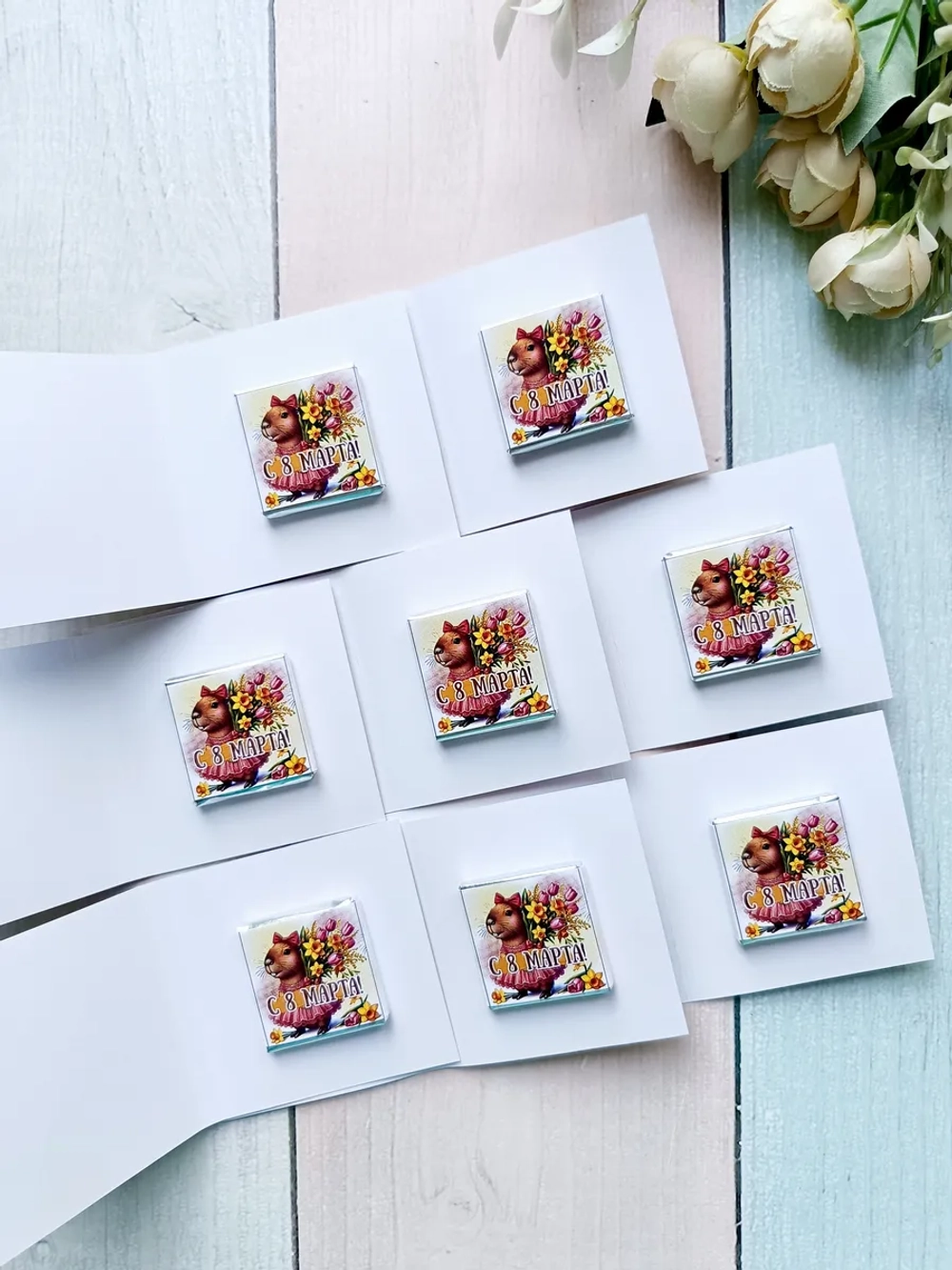 Открытки с шоколадом детям на 8 марта