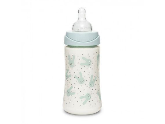 Бутылочка Suavinex Hugge Baby с круглой силиконовой соской, 3 позиции, 270 мл Розовая