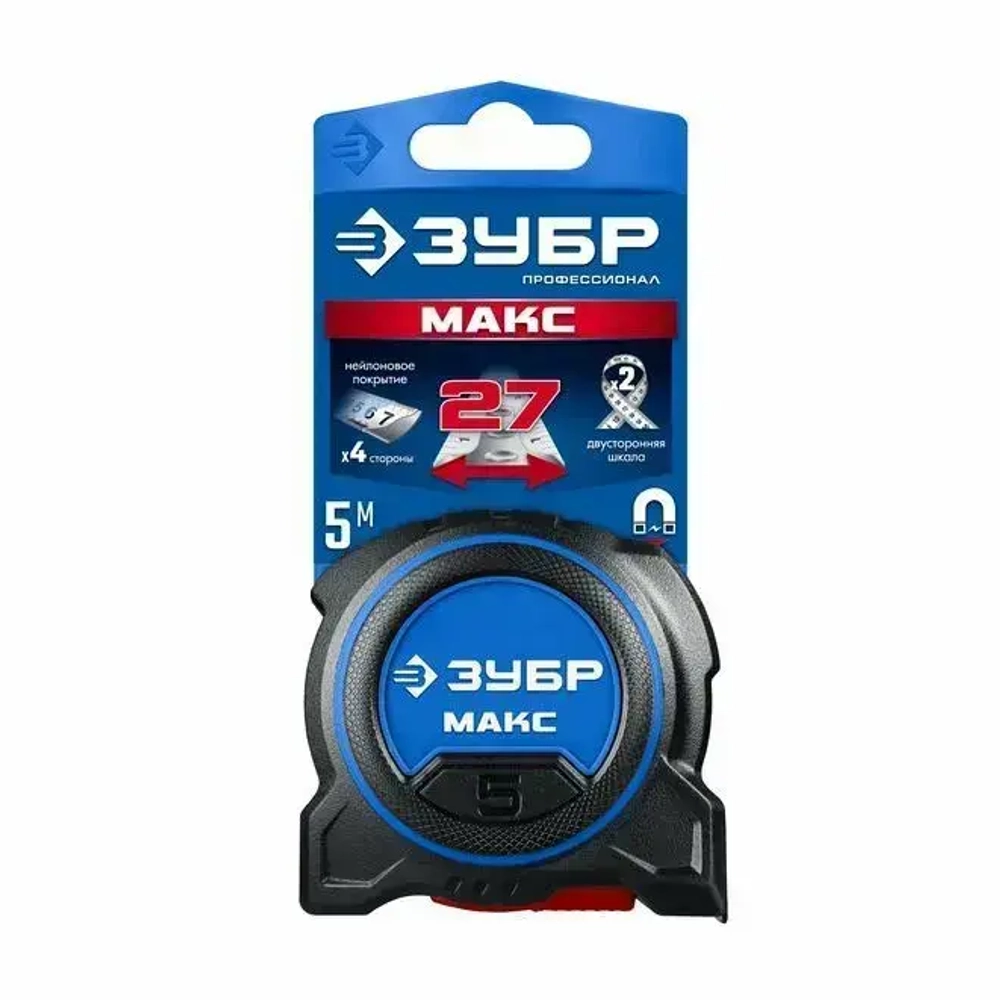 Рулетка со сверхшироким полотном 5м х 27мм ЗУБР 34060-05-27