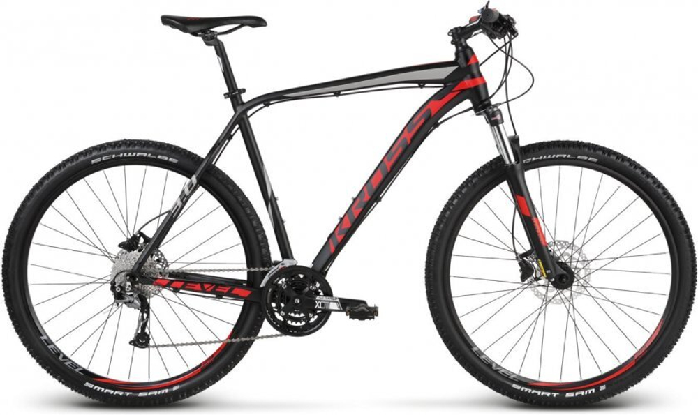 Велосипед Kross 2018 Level 3.0 27 black red silver matte S