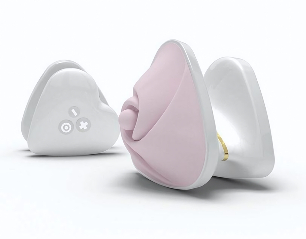 Компактный вибромассажёр Hearts Desire (Цвет: розовый с белым)