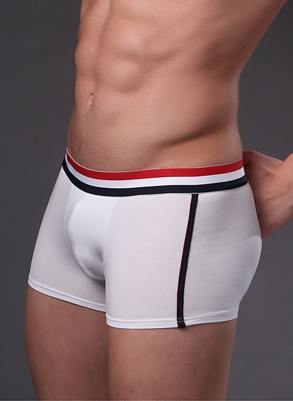 Мужские боксеры с полосками на резинке (Размер: XL) (Цвет: темно-синий)