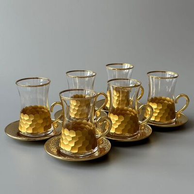 Чайный набор армуд на 6 персон "Соты". Золото