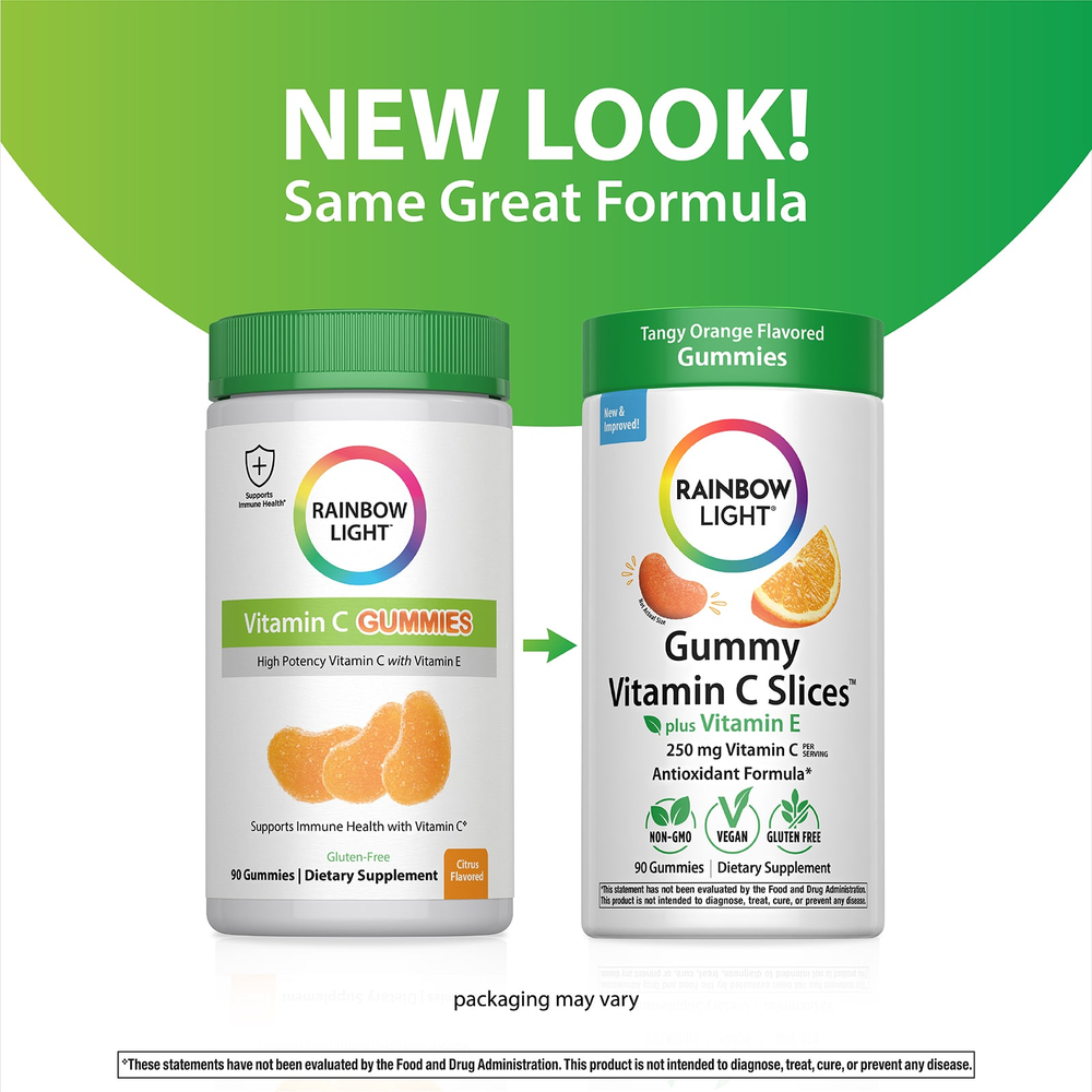 Rainbow Light, Жевательные таблетки с витамином C ™ и витамином E, насыщенный апельсин, 90 жевательных таблеток
