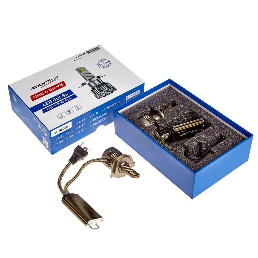 Лампа светодиодная LED Avantech H4 12V 45W, 6500К 4500lm (комплект 2 шт.) ALB0445W