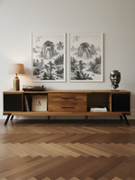 Тумба под телевизор, 220х42х55, Флеверс, напольная, массив дуба, MAKOSA